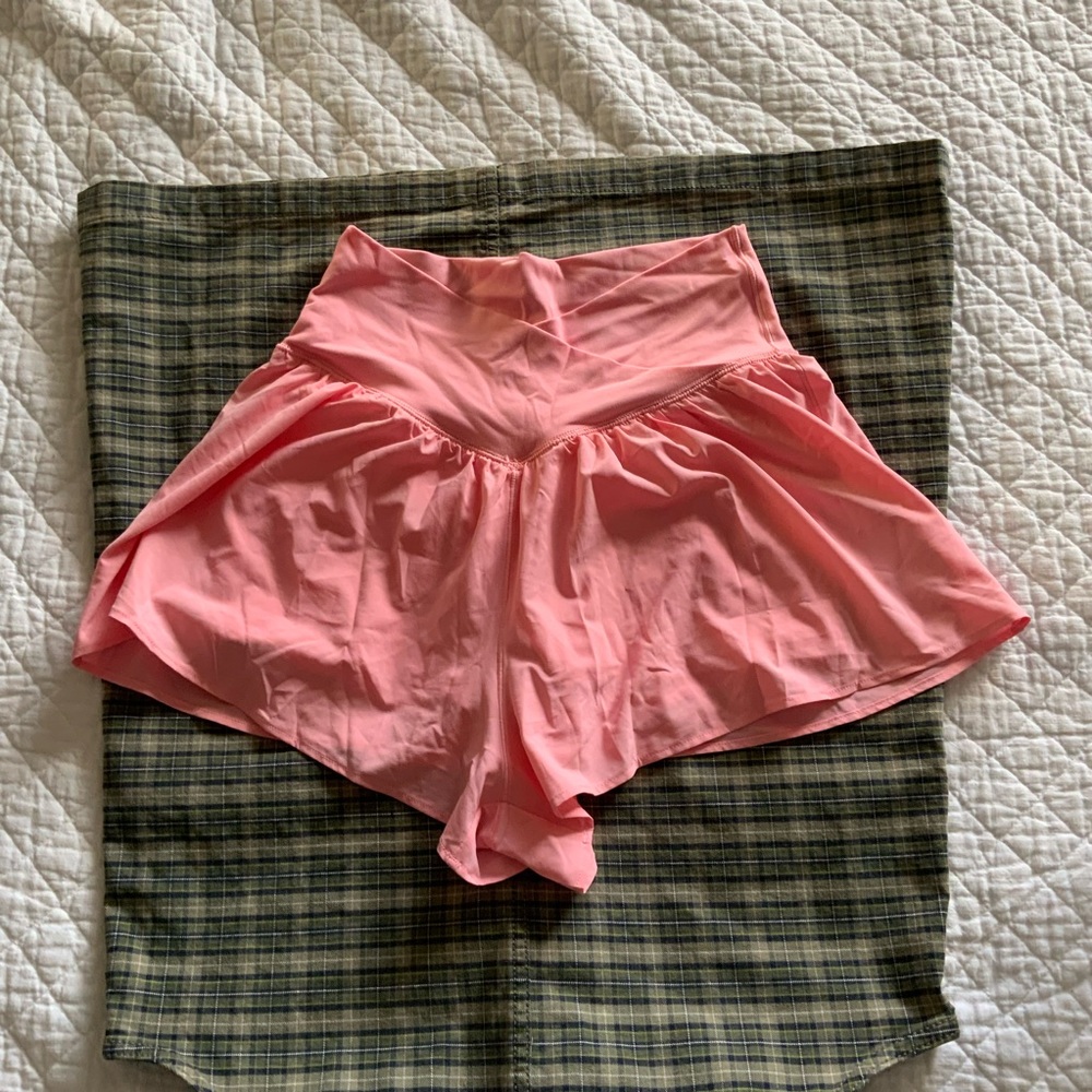 Aerie Pink Athletic Shorts with Flowy Design and Elastic Waistband